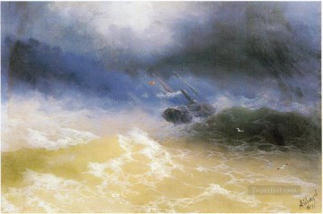  1899 Oil Painting - hurricane on a sea 1899 Romantic Ivan Aivazovsky Russian